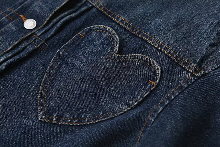 HOPE  -  Women's Denim Jacket with Heart Stitch Detail