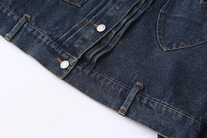 HOPE  -  Women's Denim Jacket with Heart Stitch Detail