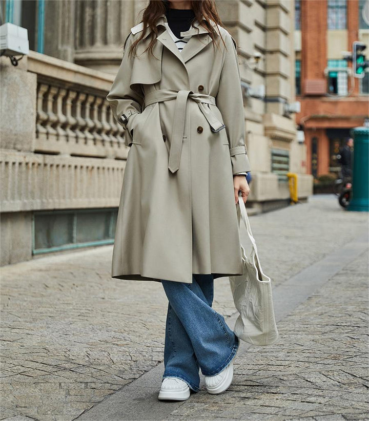YALD - Classic Double-Breasted Belted Trench Coat