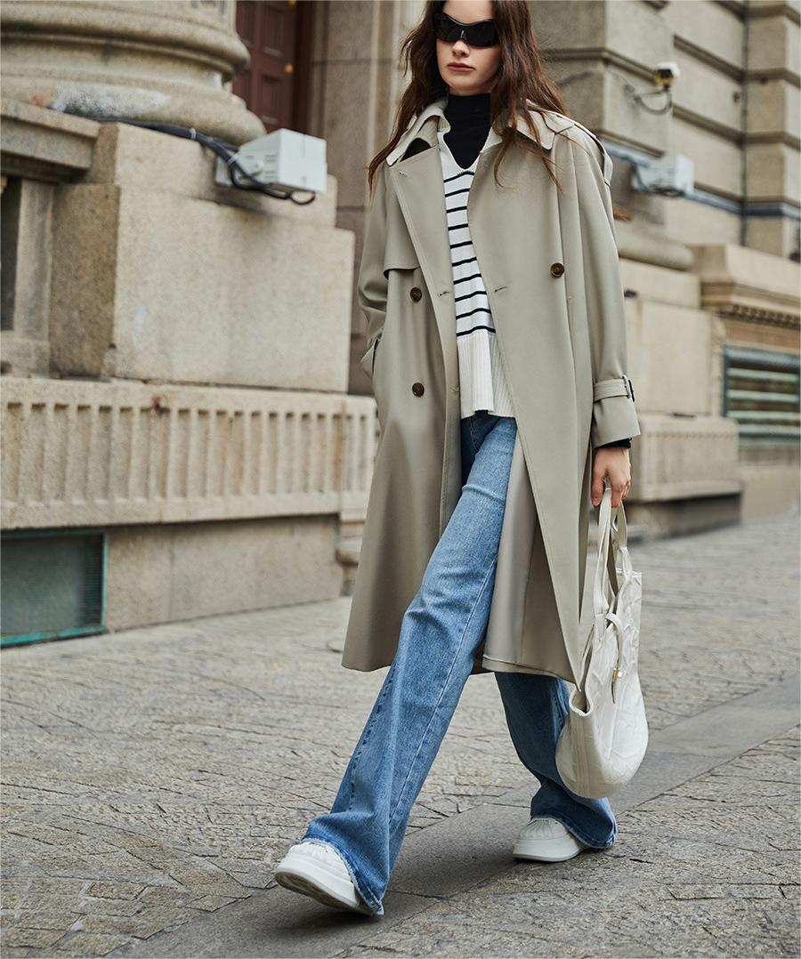 YALD - Classic Double-Breasted Belted Trench Coat
