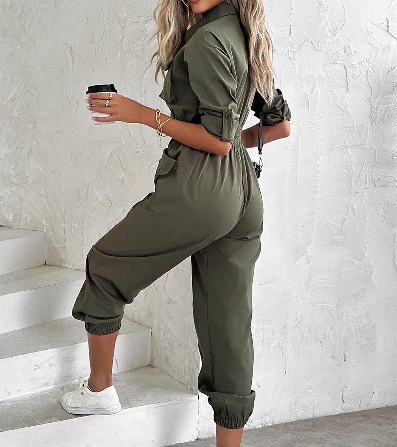 RAYE -  Women's Army Green Belted Utility Jumpsuit