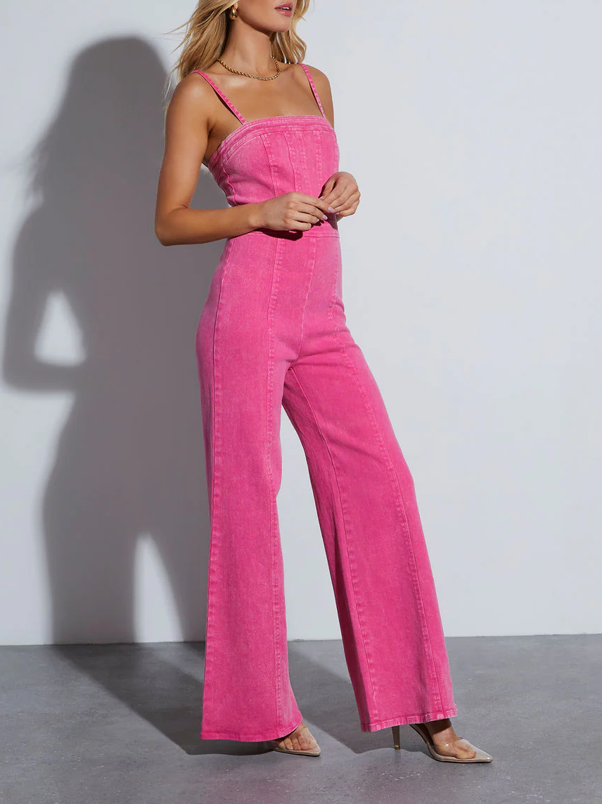 CECELIA - Denim Flare Jumpsuit