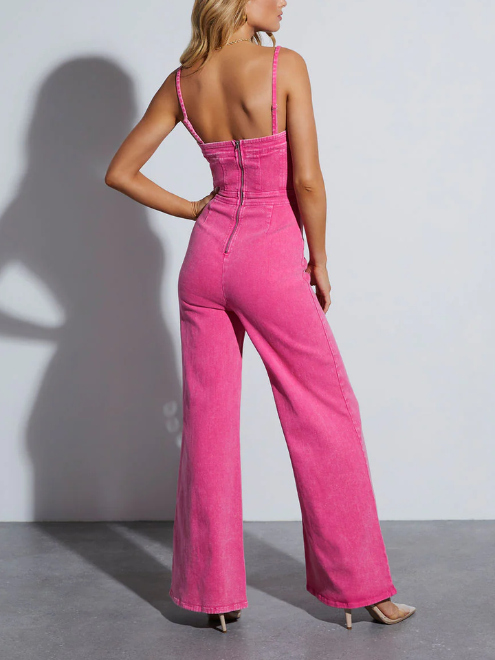CECELIA - Denim Flare Jumpsuit