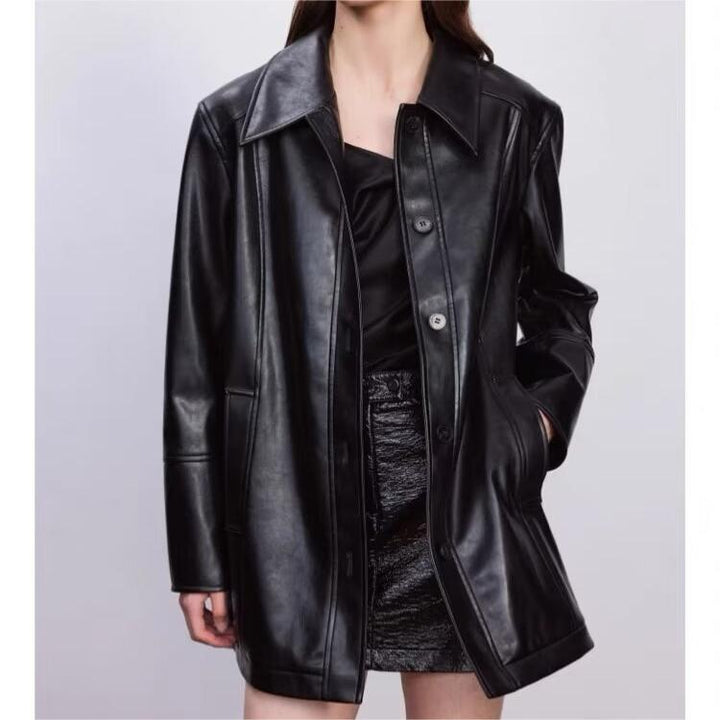 MAILE - Vegan Leather Trench Coat for Women