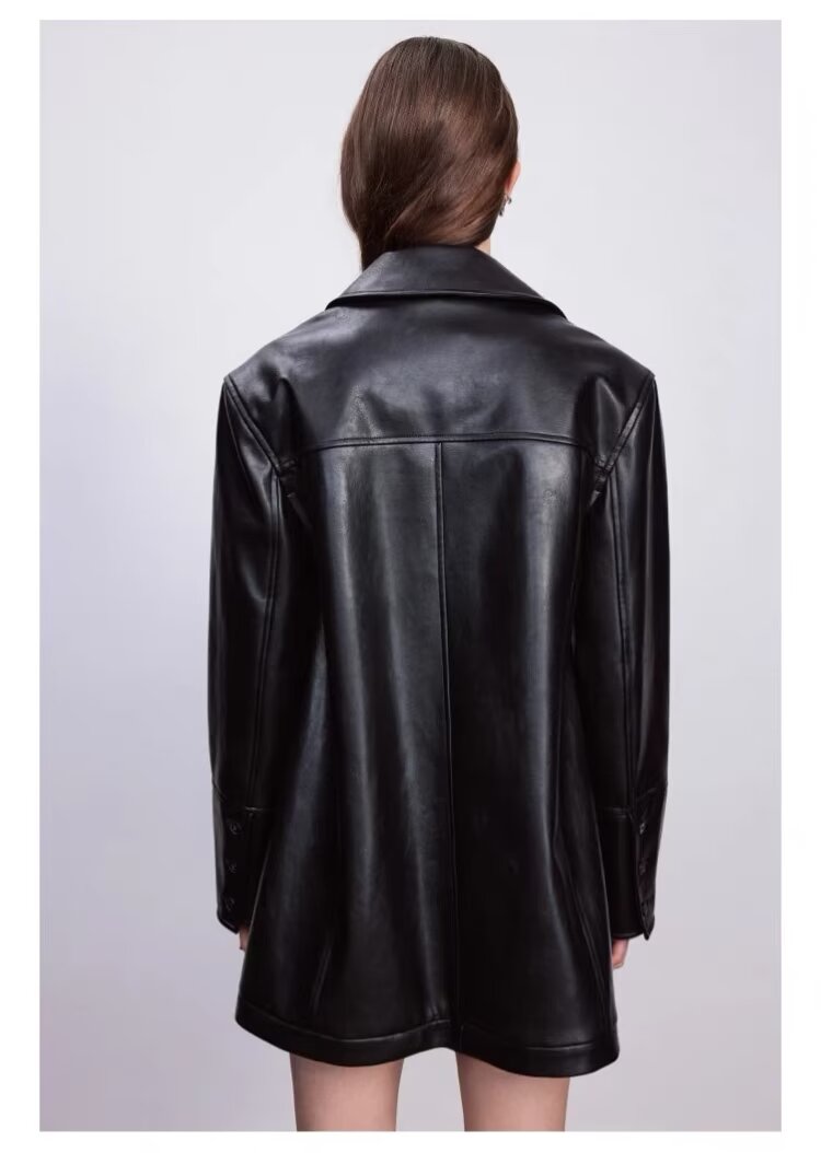 MAILE - Vegan Leather Trench Coat for Women