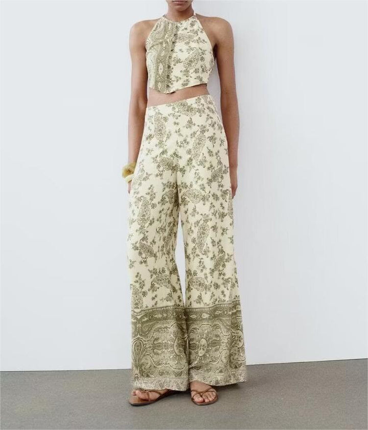 VALERI - Floral Halter Two-Piece Set