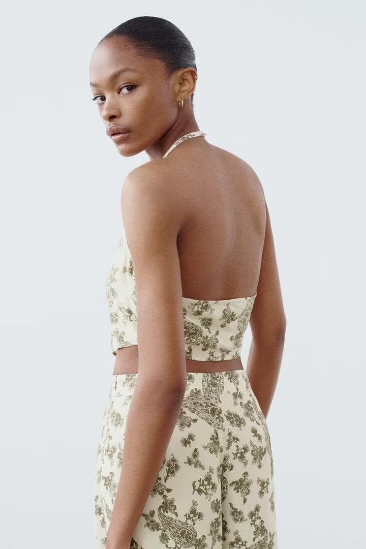 VALERI - Floral Halter Two-Piece Set