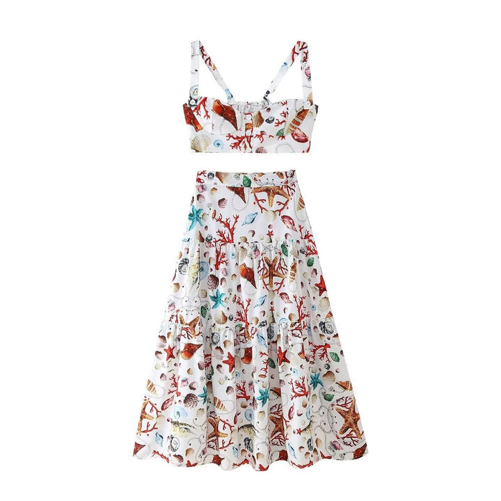 SIVA - Women's Floral Crop Top & Maxi Skirt Set