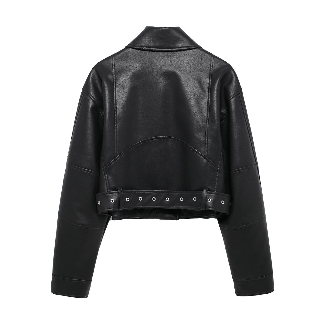 EMMA – Short Vegan Leather Biker Jacket