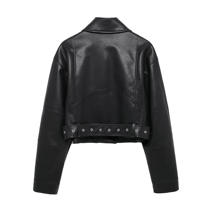 EMMA – Short Vegan Leather Biker Jacket