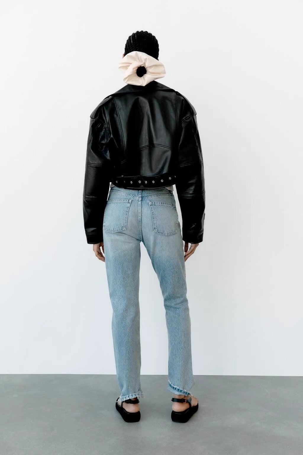EMMA – Short Vegan Leather Biker Jacket