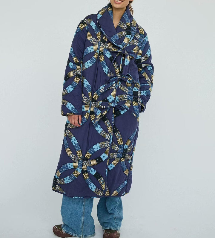 NORE - Women's Quilted Patchwork Long Coat