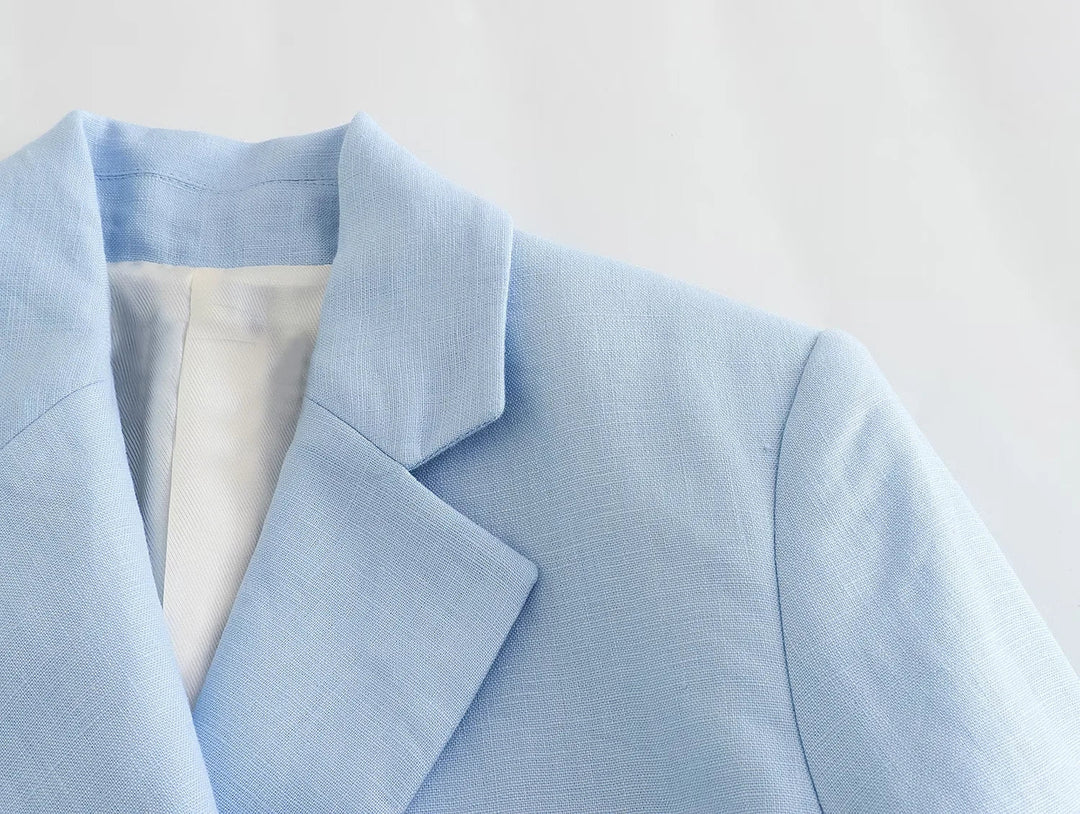 AZUMI – Women's Linen Crop Blazer & Skirt Set