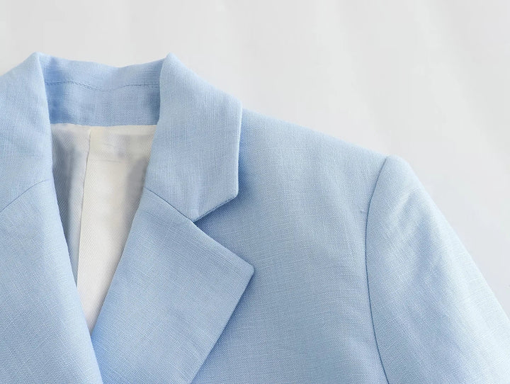AZUMI – Women's Linen Crop Blazer & Skirt Set