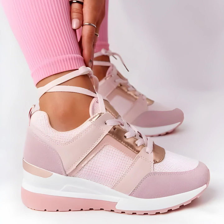 LIVA – Women's Perforated Gold-Accent Sneakers