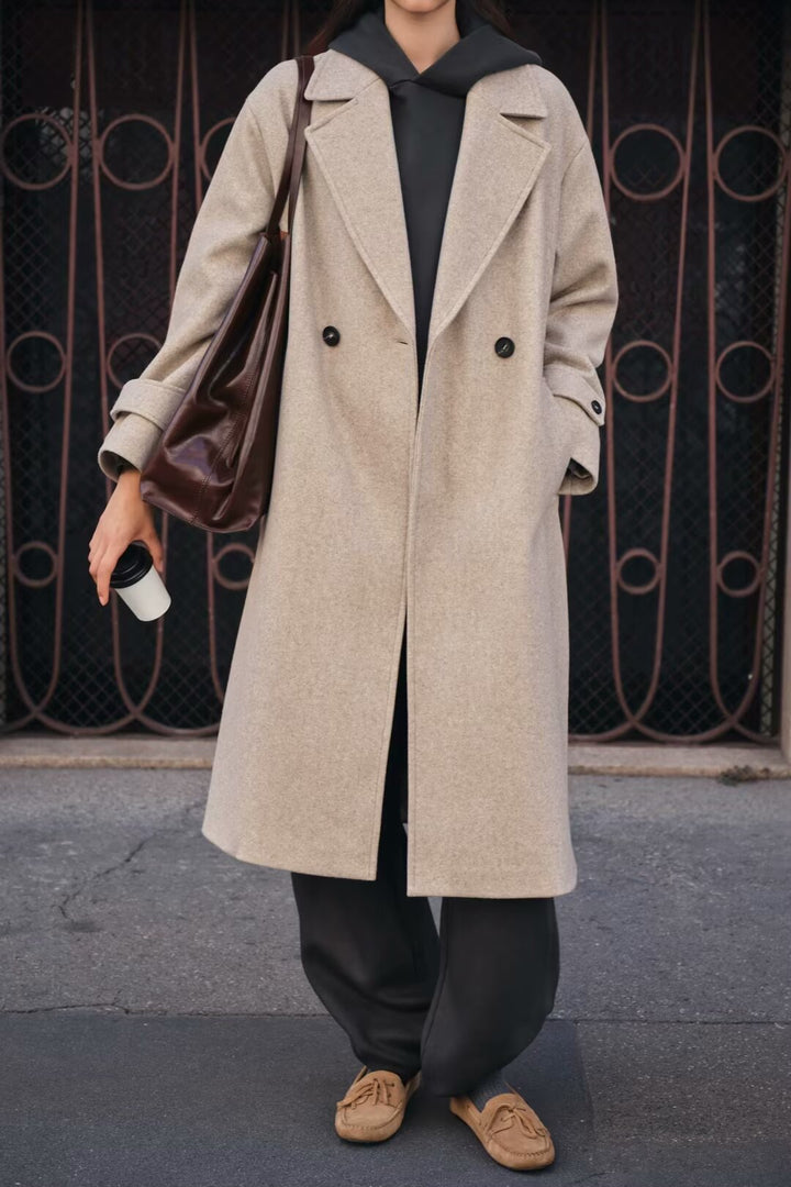 BEALI -  Double-Breasted Vegan Wool Overcoat