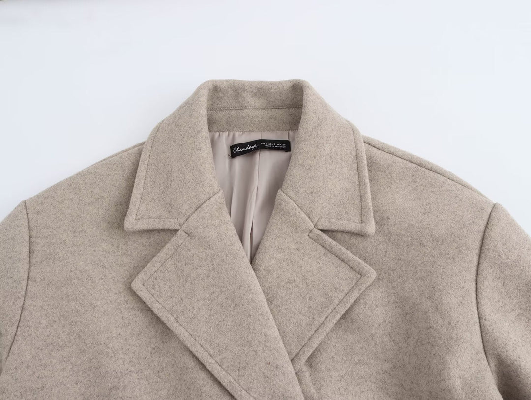 BEALI -  Double-Breasted Vegan Wool Overcoat