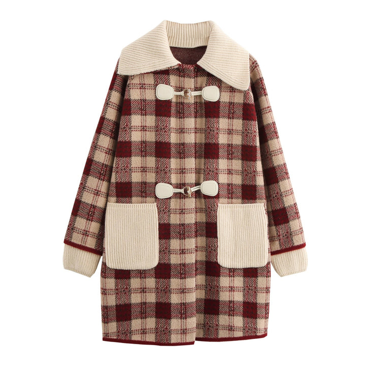 COLLEEN - Women's Plaid Toggle Front Winter Coat
