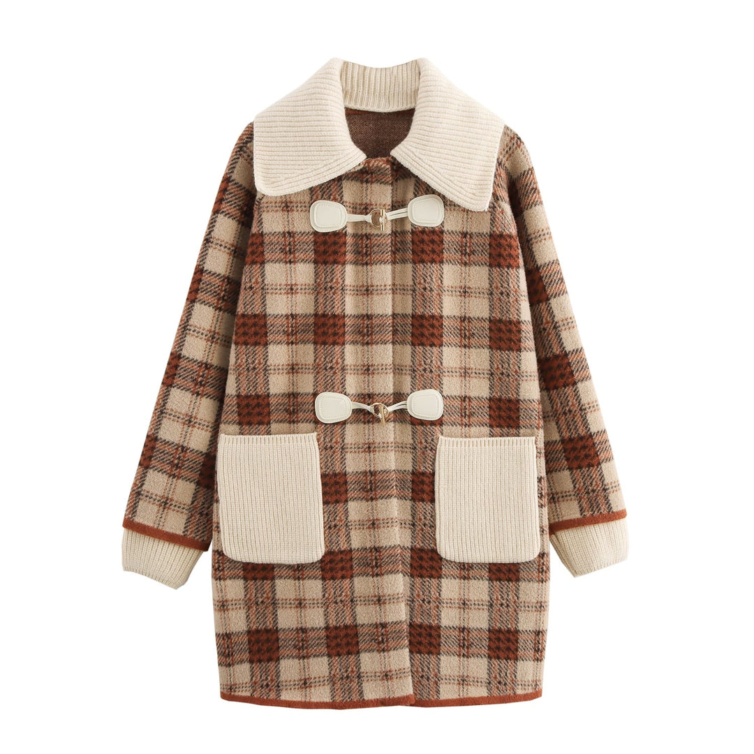 COLLEEN - Women's Plaid Toggle Front Winter Coat