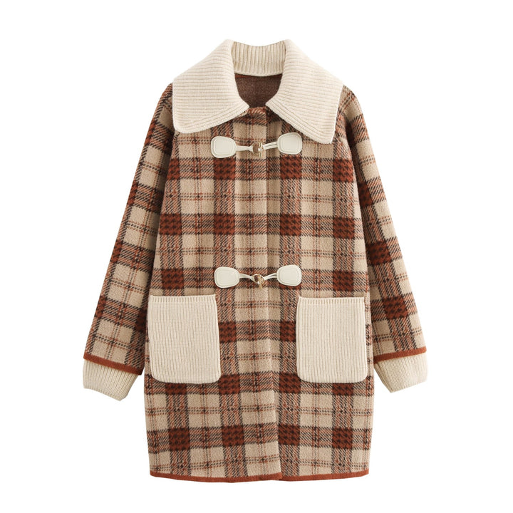 COLLEEN - Women's Plaid Toggle Front Winter Coat