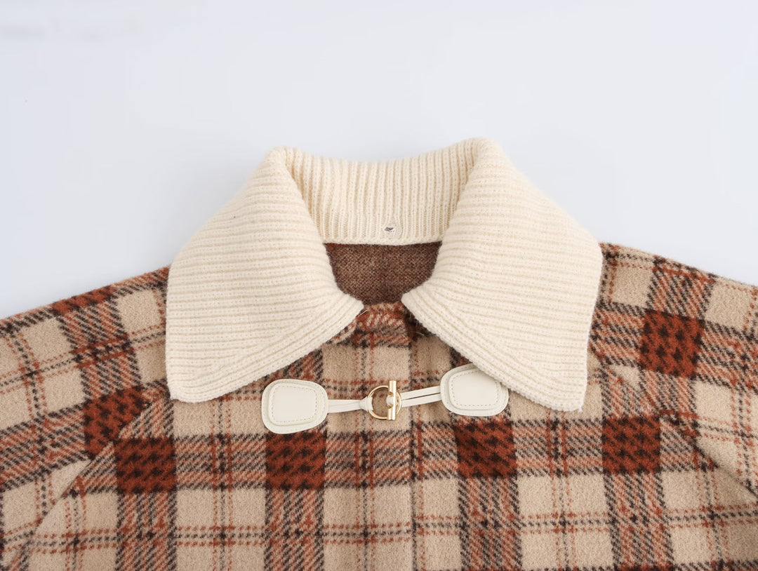COLLEEN - Women's Plaid Toggle Front Winter Coat