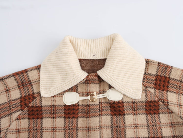 COLLEEN - Women's Plaid Toggle Front Winter Coat