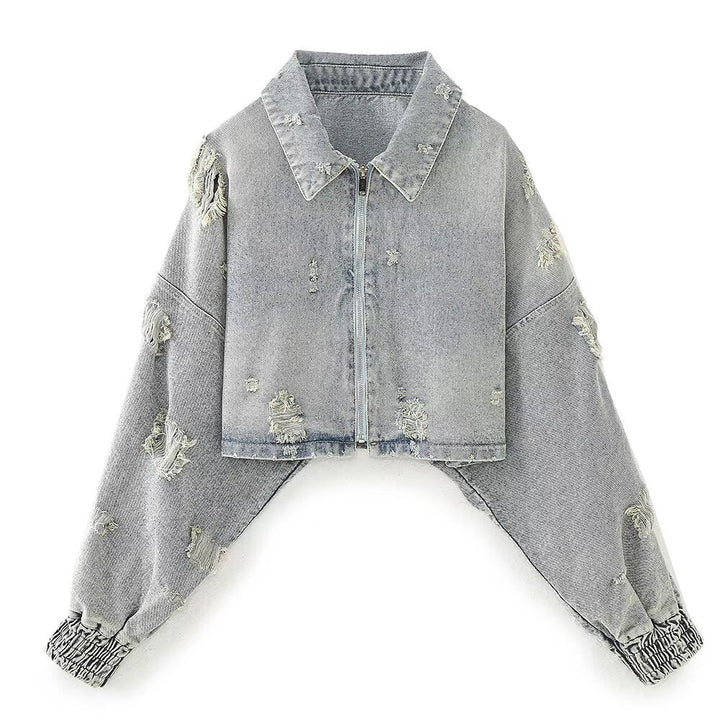 ARMADA - Women's Cropped Distressed Denim Jacket