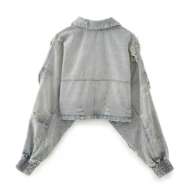 ARMADA - Women's Cropped Distressed Denim Jacket