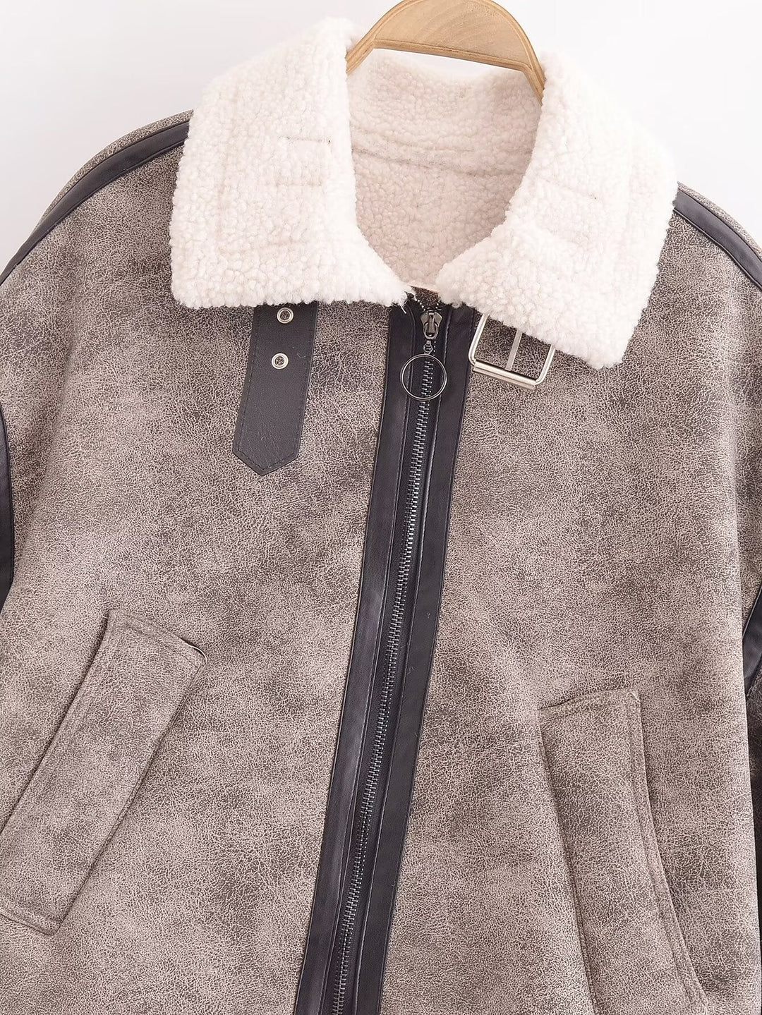 DIARRA - Women's Vegan Leather Shearling Jacket