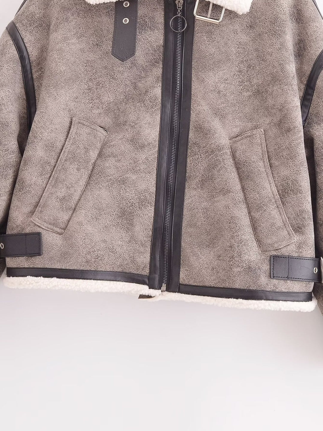 DIARRA - Women's Vegan Leather Shearling Jacket