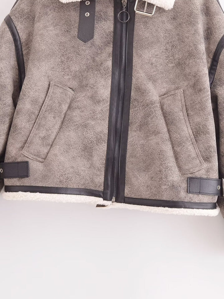 DIARRA - Women's Vegan Leather Shearling Jacket