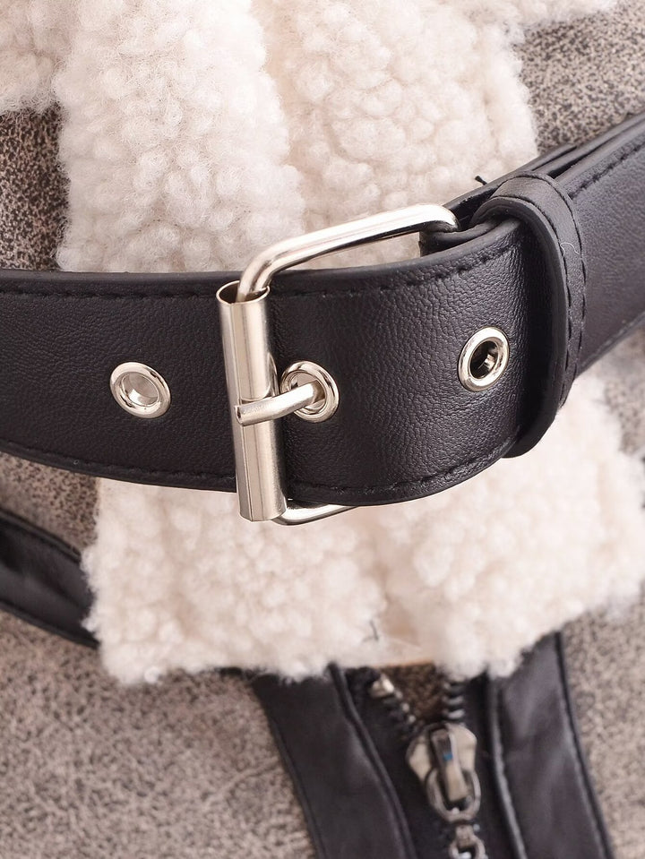 DIARRA - Women's Vegan Leather Shearling Jacket