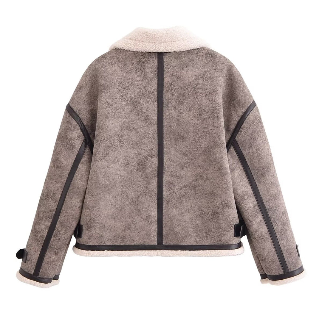 DIARRA - Women's Vegan Leather Shearling Jacket