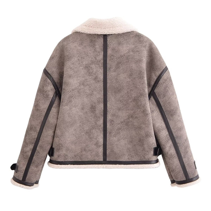 DIARRA - Women's Vegan Leather Shearling Jacket