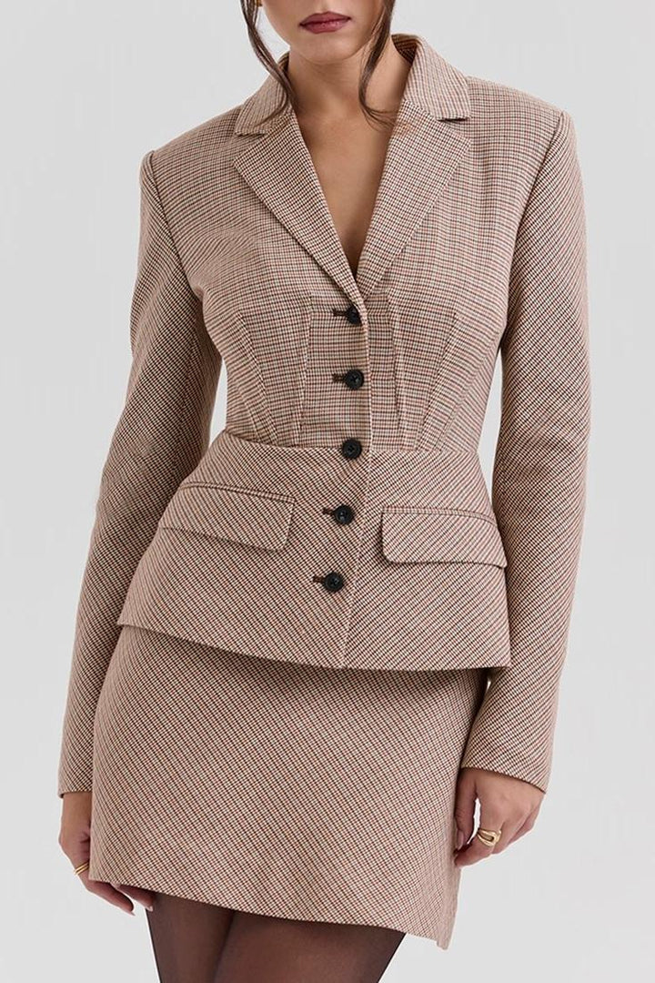 GIALA - Women’s Plaid Blazer and Mini Skirt Set