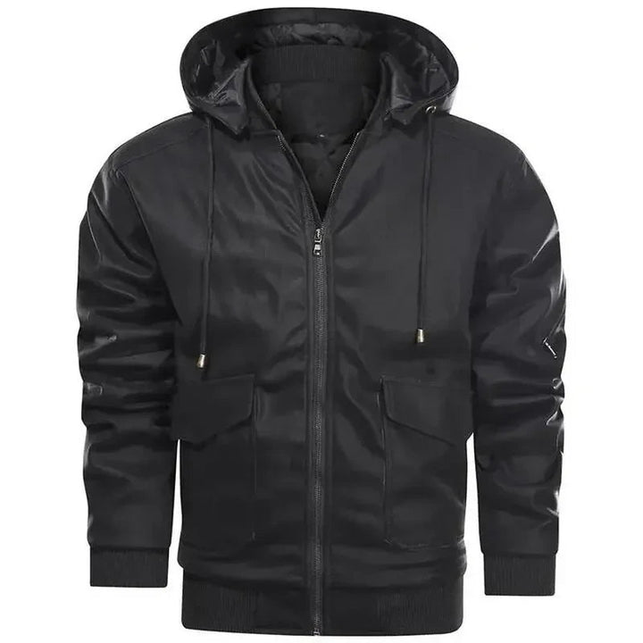 SALVADOR - Men's Leather Jacket with Hood