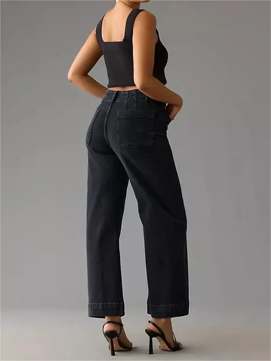NEOMI – Cropped Wide-Leg Jeans with Patch Pockets