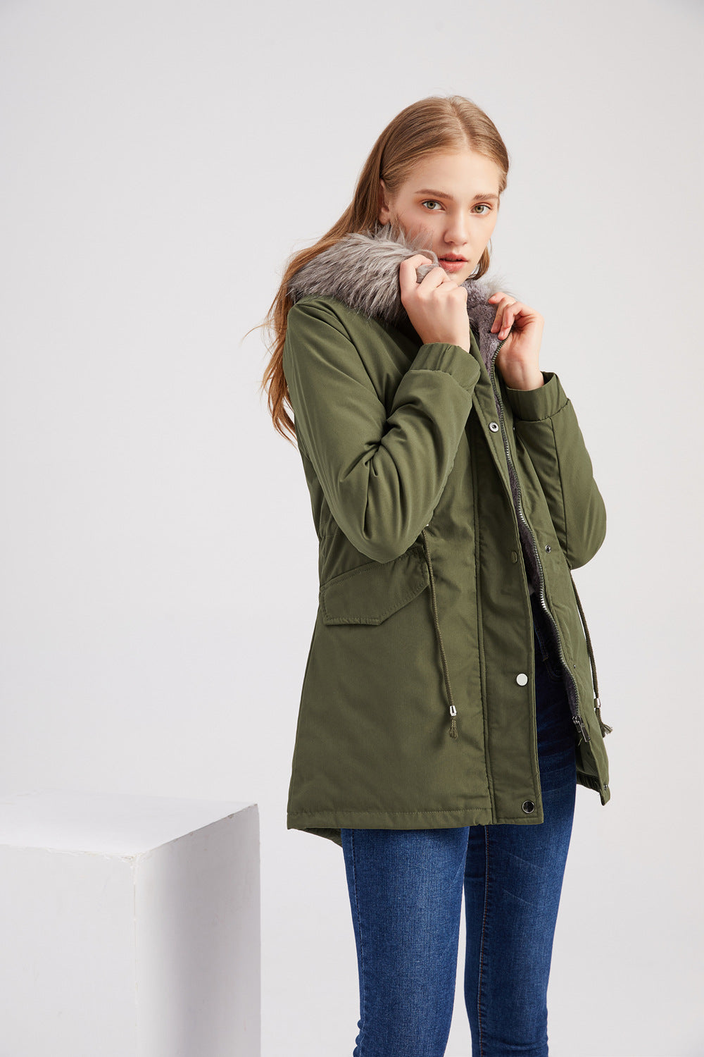 ALORA – Faux Fur Hooded Parka Jacket