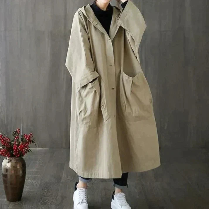 KAILA - Oversized Windproof Trench Coat with Pockets