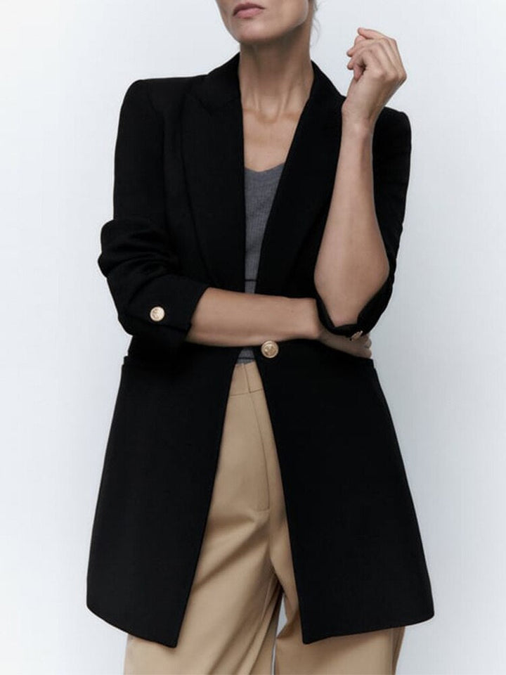 LIVI – Longline Blazer with Gold Buttons
