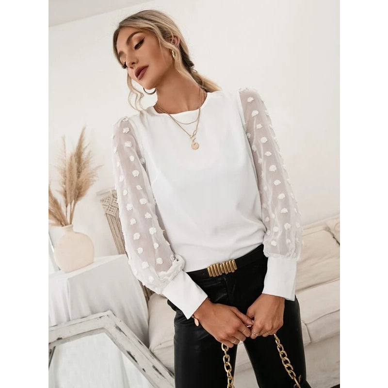 ZAYA - Polka Dot Textured Lace Shirt