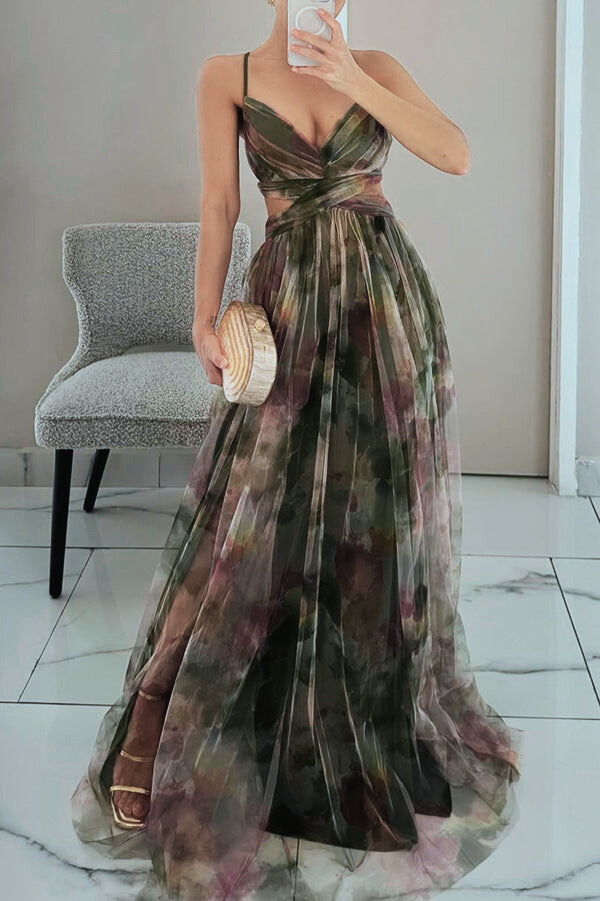 AUROR – Floral Chiffon Maxi Dress