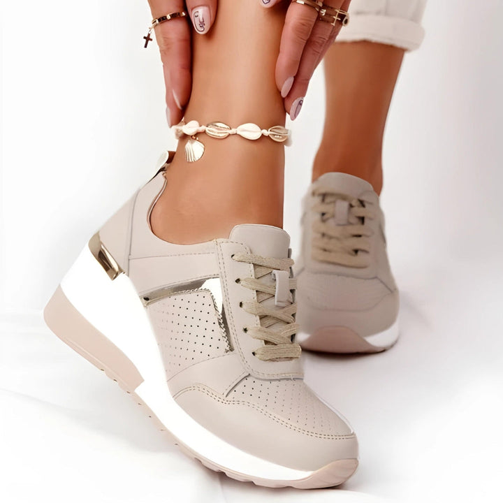 LIVA – Women's Perforated Gold-Accent Sneakers