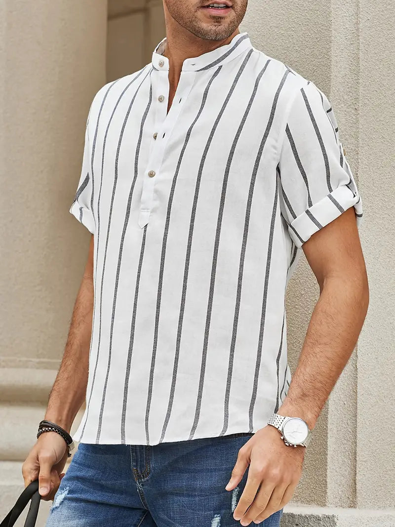 TAYLEN – Classic Striped Button-Up Shirt