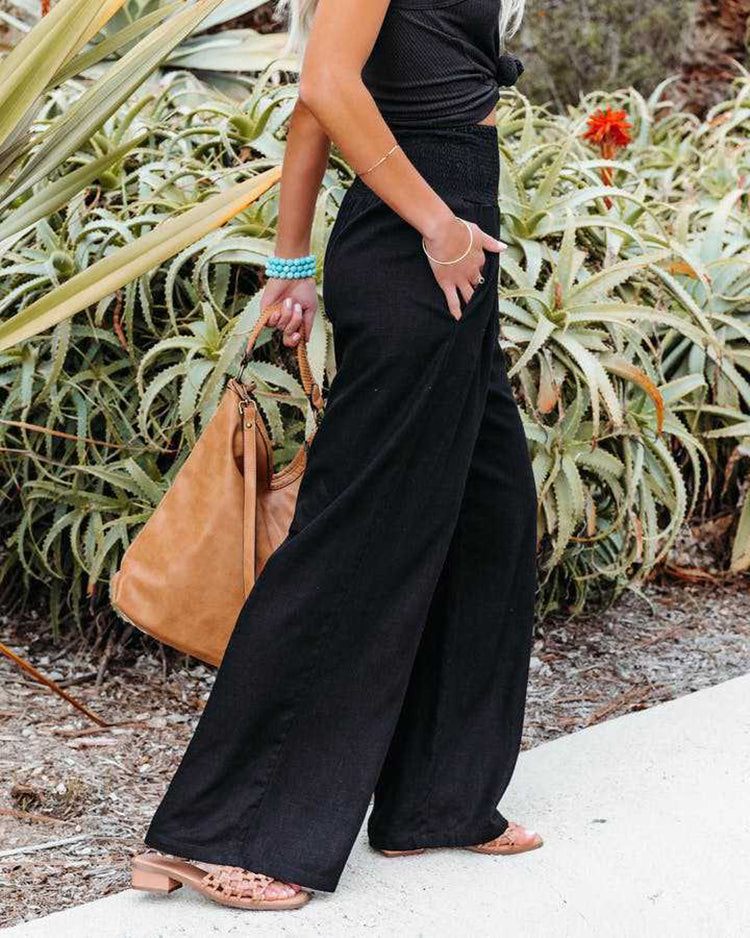 YASMIN – Wide Leg Linen Blend Pants
