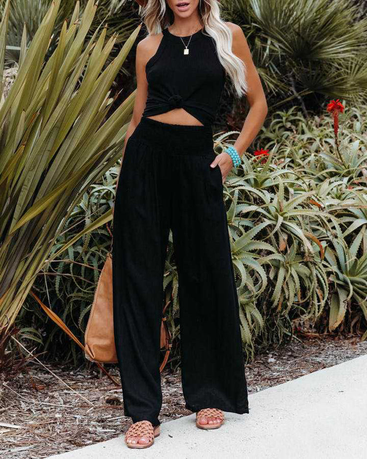 YASMIN – Wide Leg Linen Blend Pants