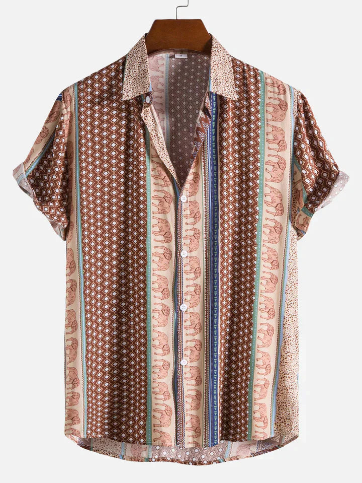 KAI – Geometric Elephant Print Shirt