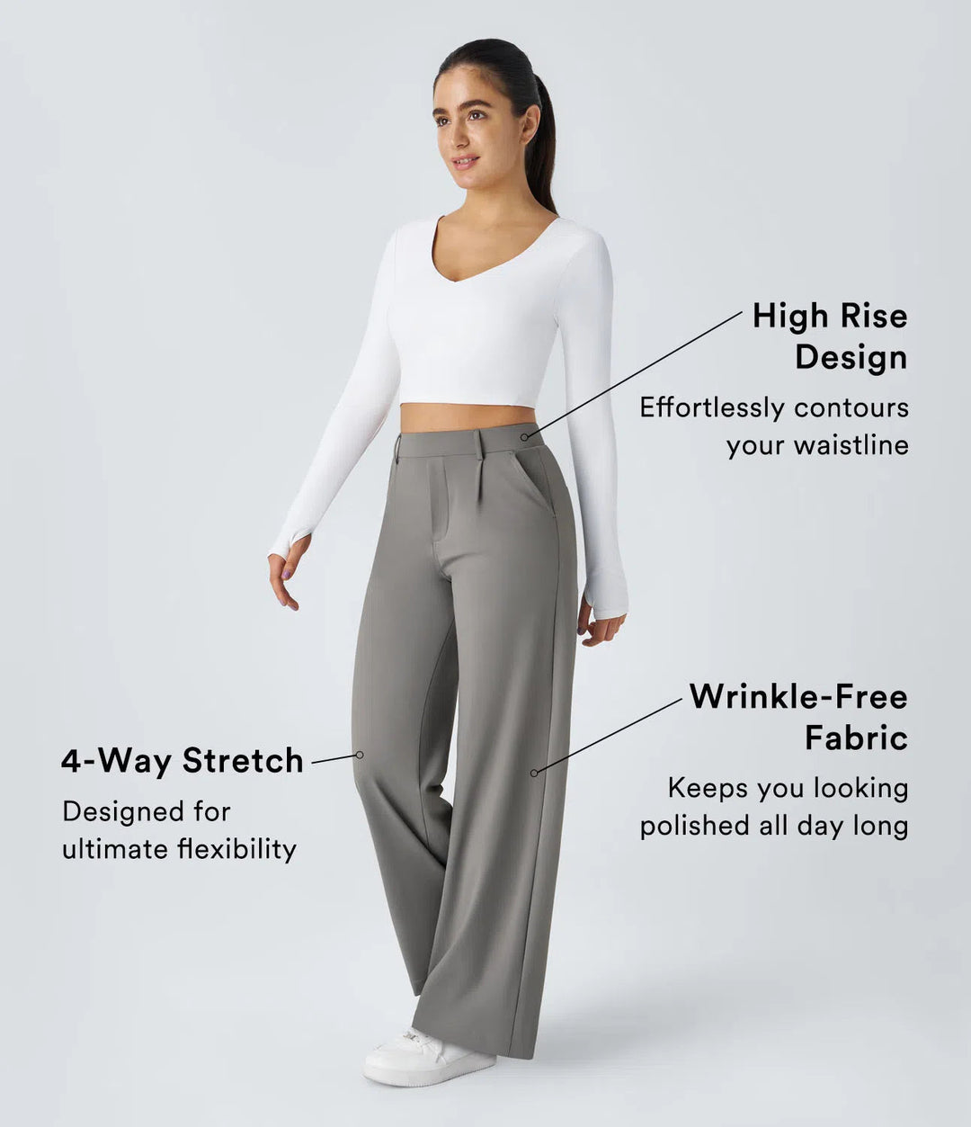 FLEX – High Waisted Wrinkle Free Wide Leg Trousers