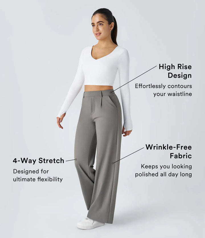 FLEX – High Waisted Wrinkle Free Wide Leg Trousers