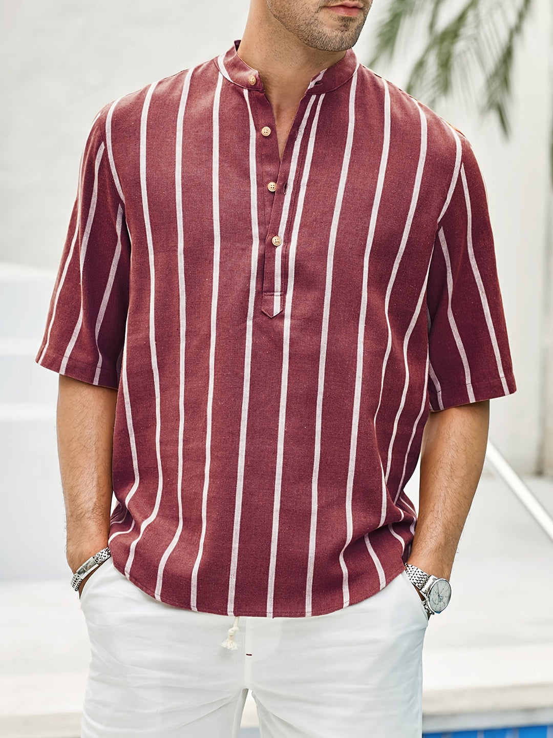 TAYLEN – Classic Striped Button-Up Shirt